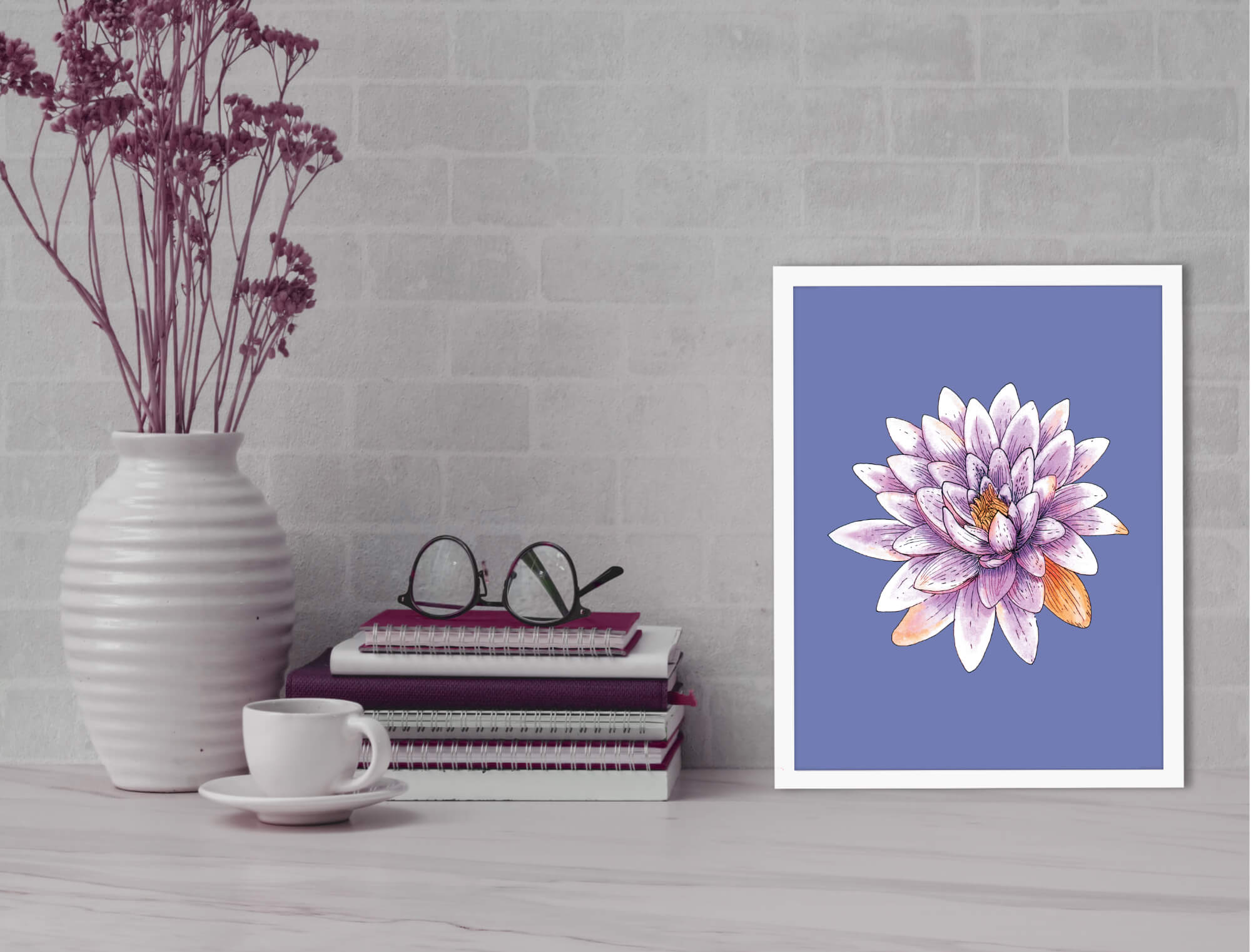 Purple Lotus Flower Wall Art Printable • Mercy Digital Designs