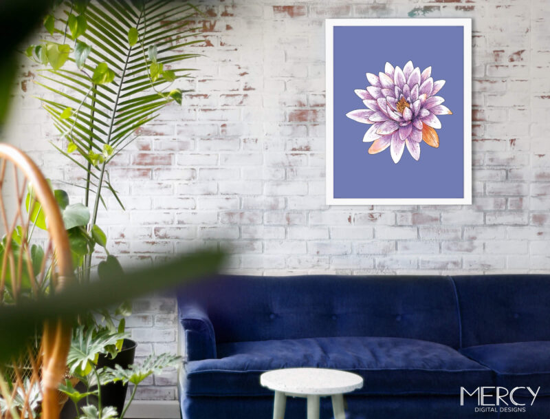 Purple Lotus Flower Wall Art for Living Room