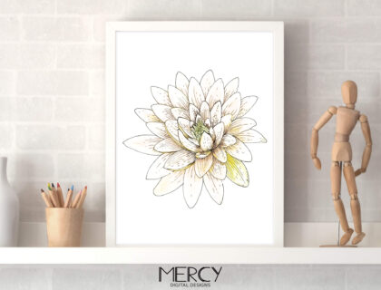 White Lotus FlowerWall Art Printable