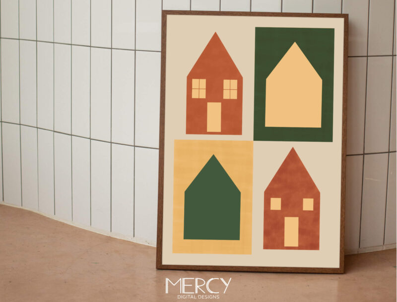 Abstract Houses Painting Printable