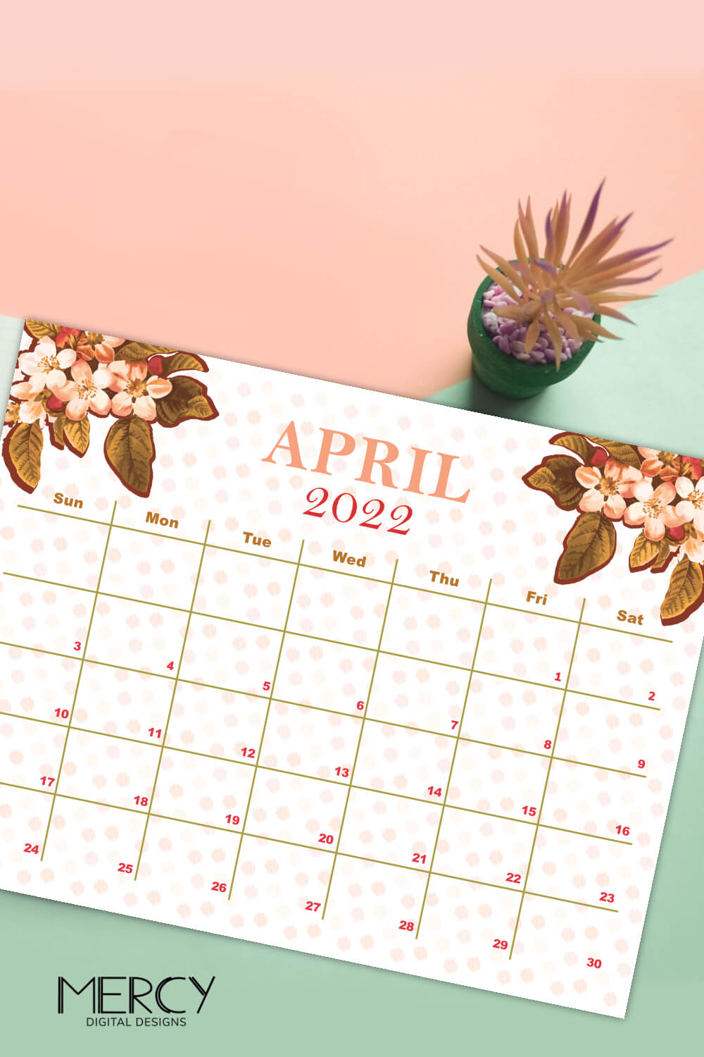 April 2022 Calendar Printable Free • Mercy Digital Designs