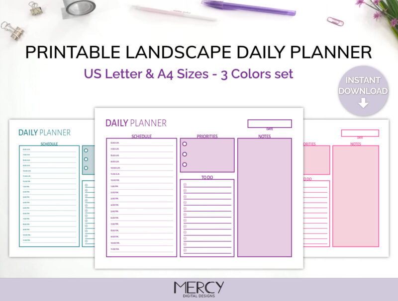 Cute Landscape Daily Planner Printable