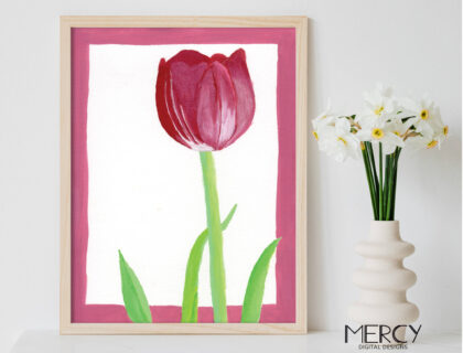 Pink Tulip Painting Art Printable