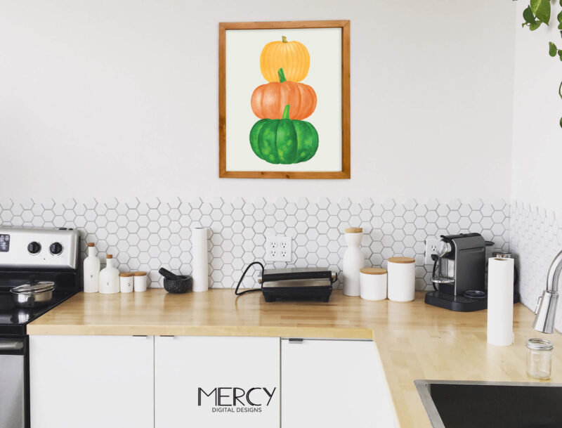Printable Pumpkins Digital Art for Kitchen Decor