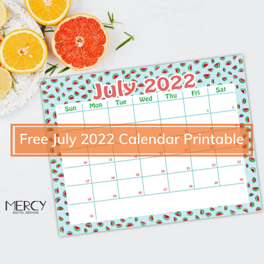 July 2022 Calendar Printable Free