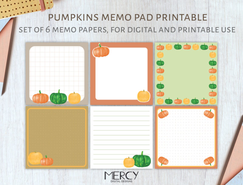 Pumpkins Memo Pad Printable