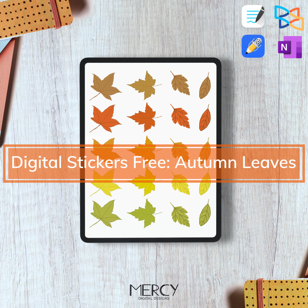 Digital Stickers Free: Cozy Autumn Leaves