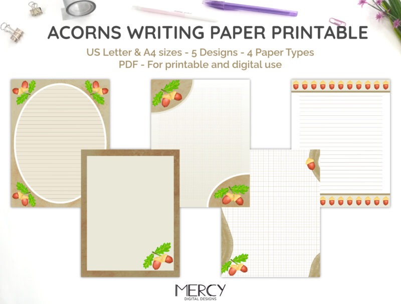Acorn Writing Paper Printable