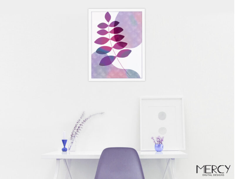 Purple Wall Art Abstract Printable Boho