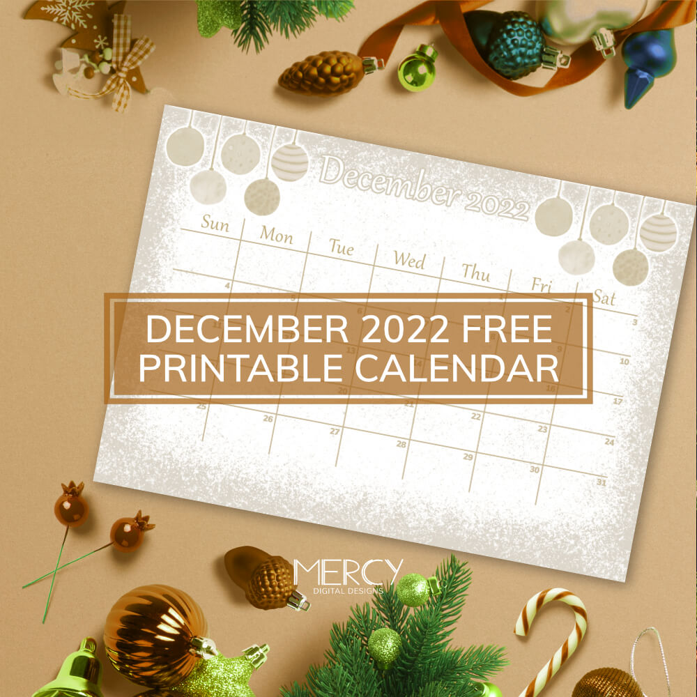 December 2022 Free Printable calendar