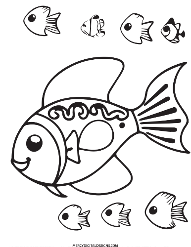Big fish and small fish coloring page