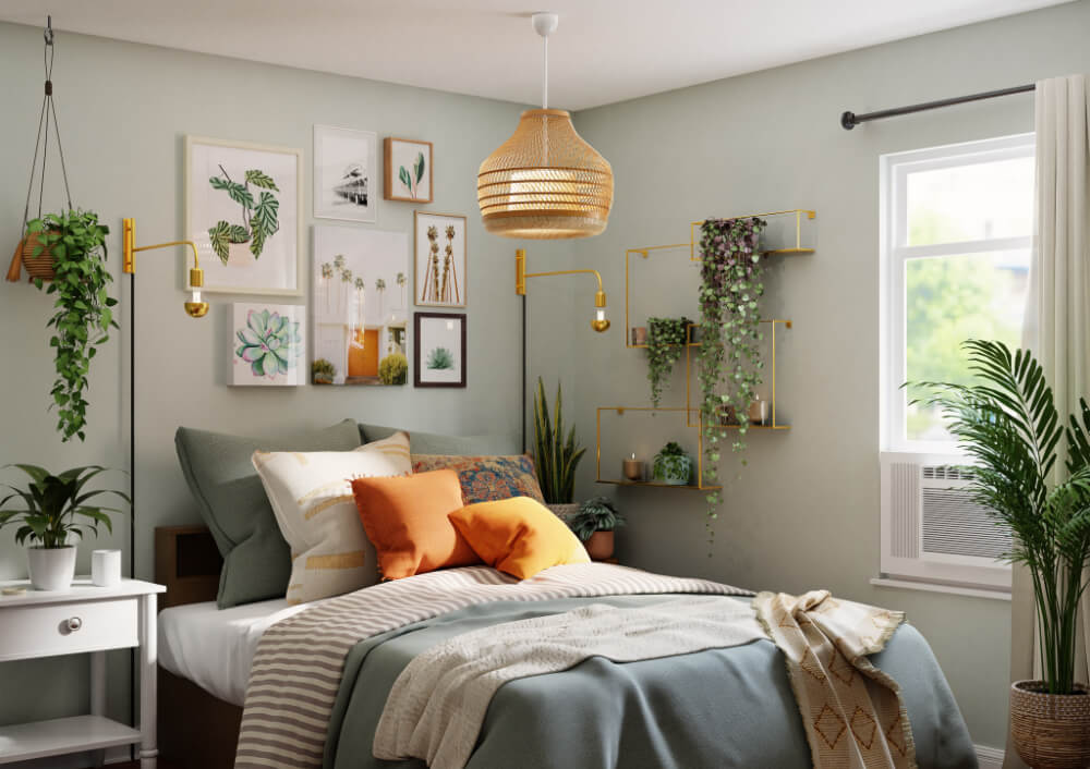 Decorative Bedroom Wall Ideas - Hang small plants