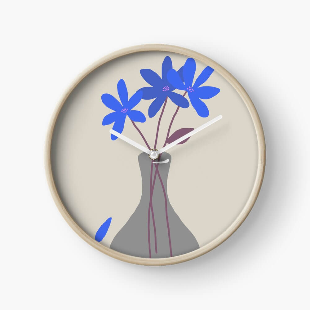 Blue minimalist flower clock