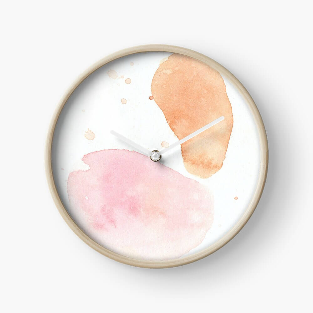 Pink watercolor abstact wall clock