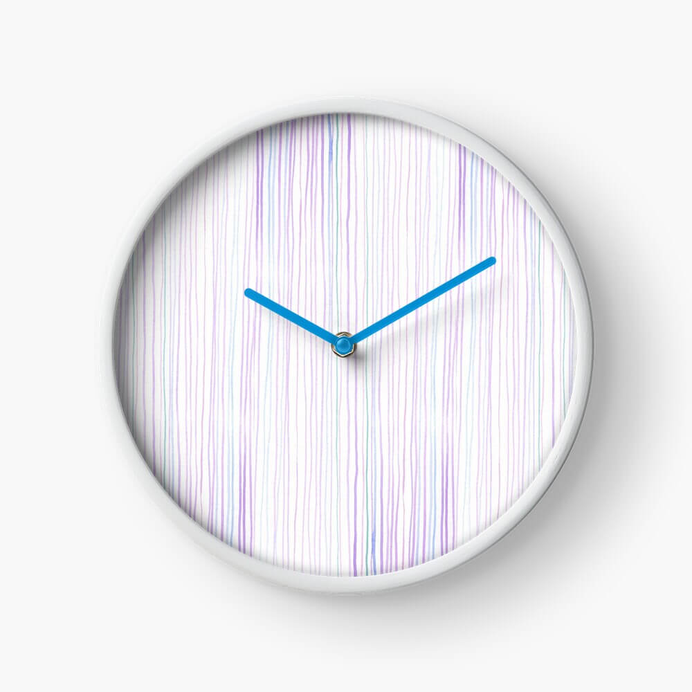 Pastel abstract vertical watercolor lines wall clock