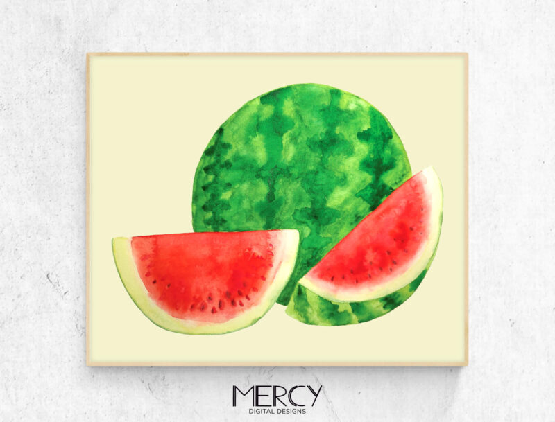 printable watermelon watercolor painting