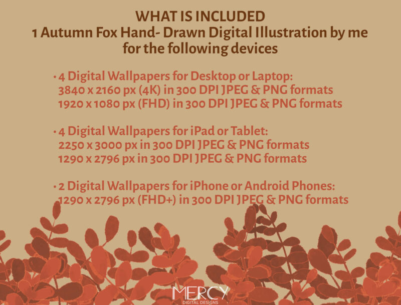 Autumn Fox Digital Wallpaper Pack Includes