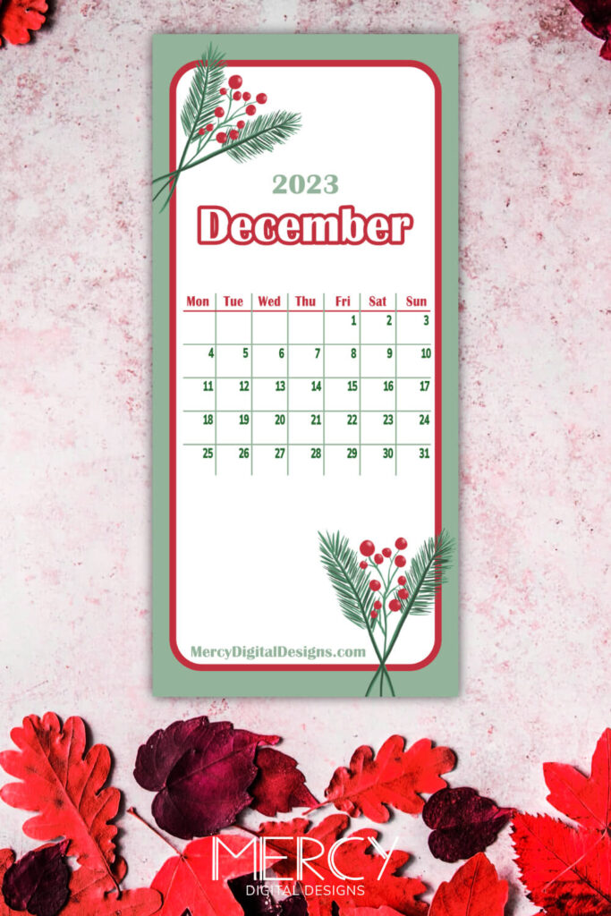 December 2023 Calendar Phone Wallpaper