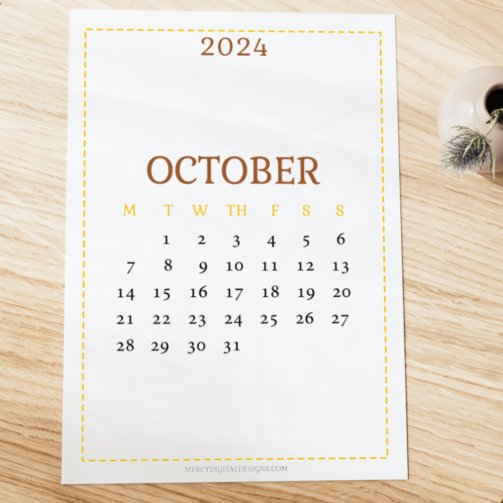 Brown cozy october calendar