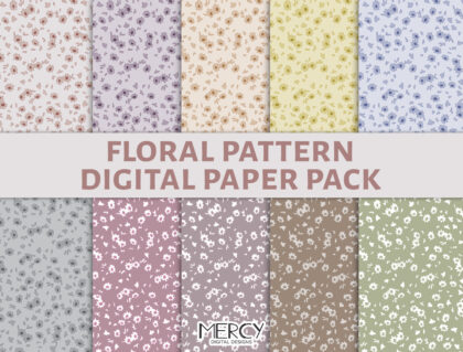 Floral Pattern Digital Paper Pack